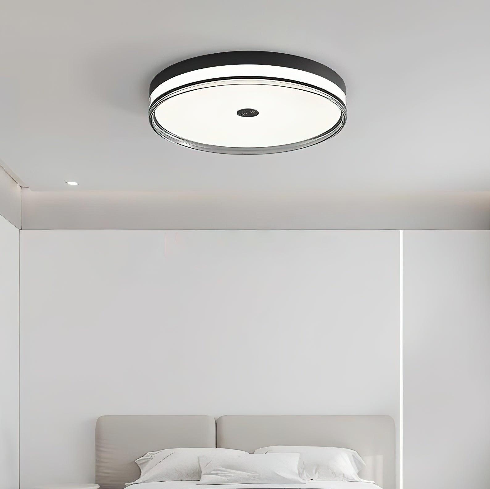 Modern Minimalist Brass and Acrylic Circular LED Flush Mount Ceiling Light