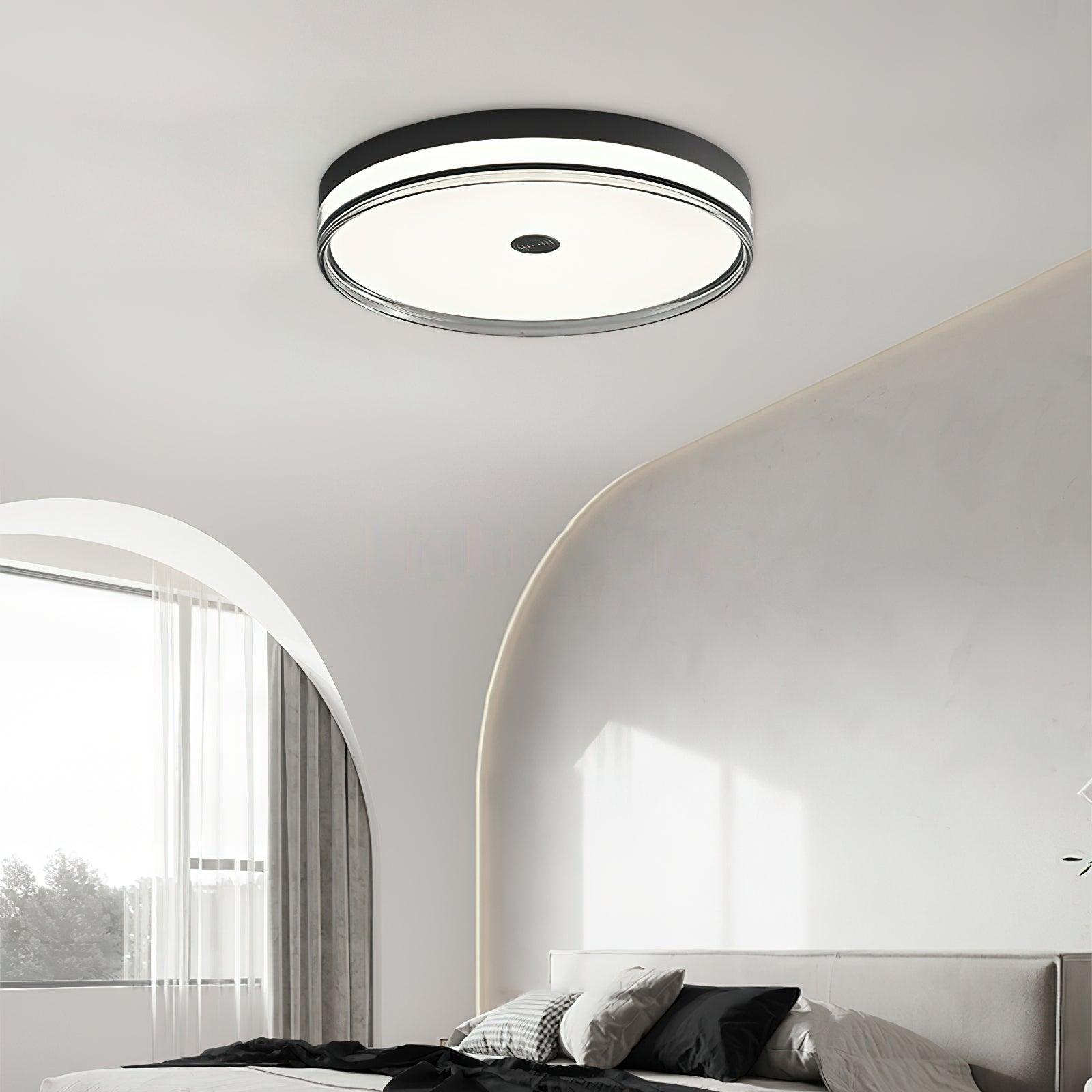 Modern Minimalist Brass and Acrylic Circular LED Flush Mount Ceiling Light
