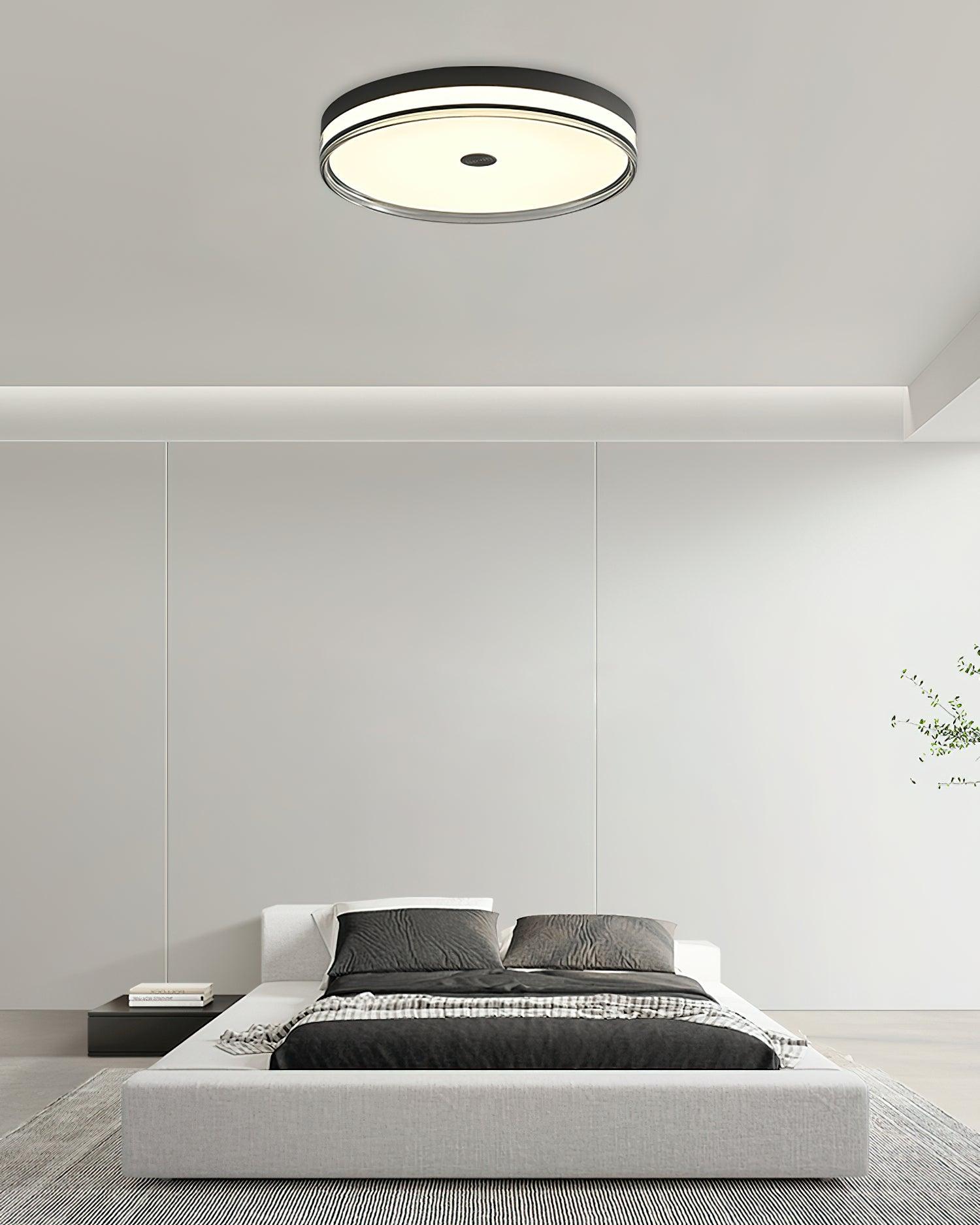 Modern Minimalist Brass and Acrylic Circular LED Flush Mount Ceiling Light