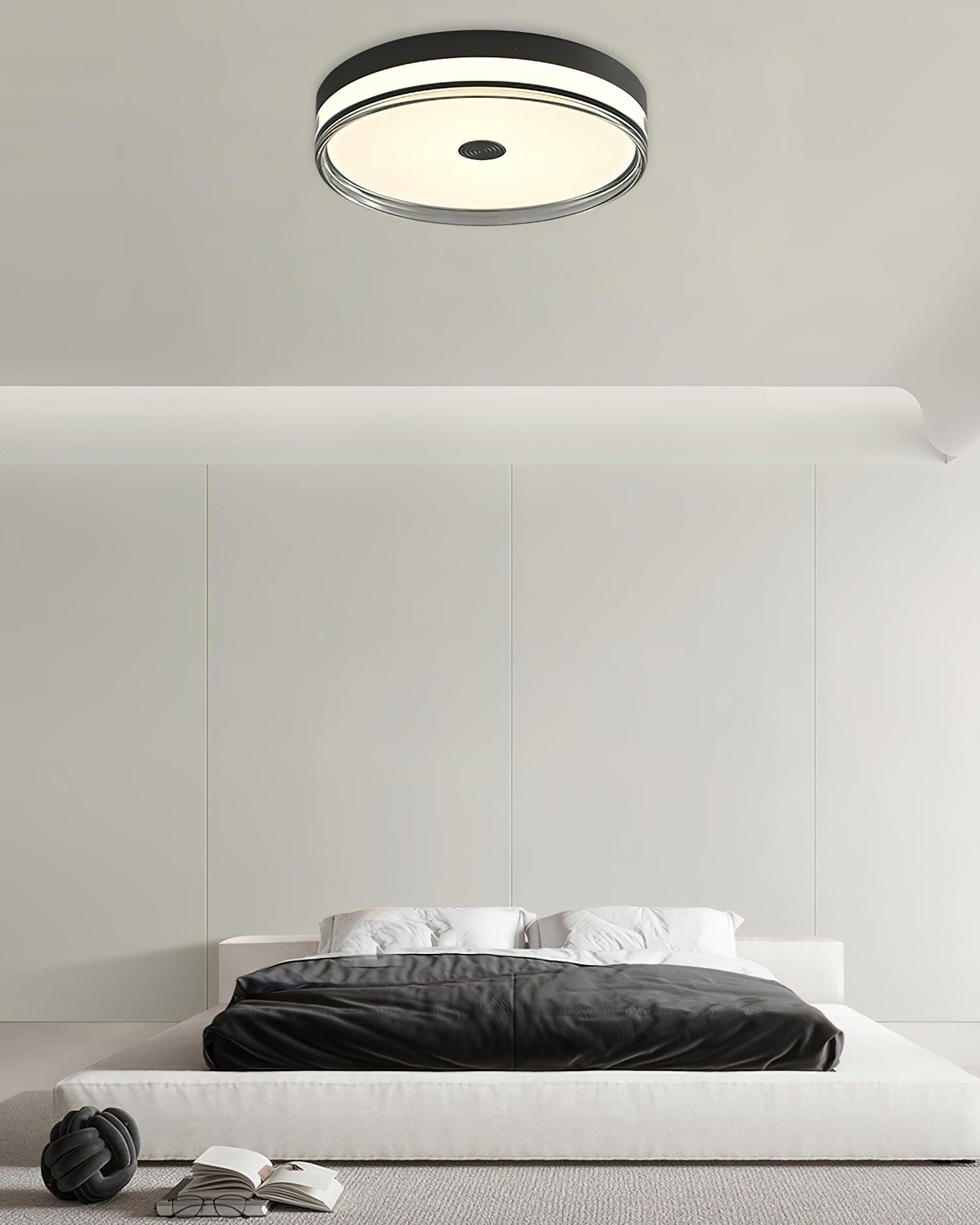 Modern Minimalist Brass and Acrylic Circular LED Flush Mount Ceiling Light