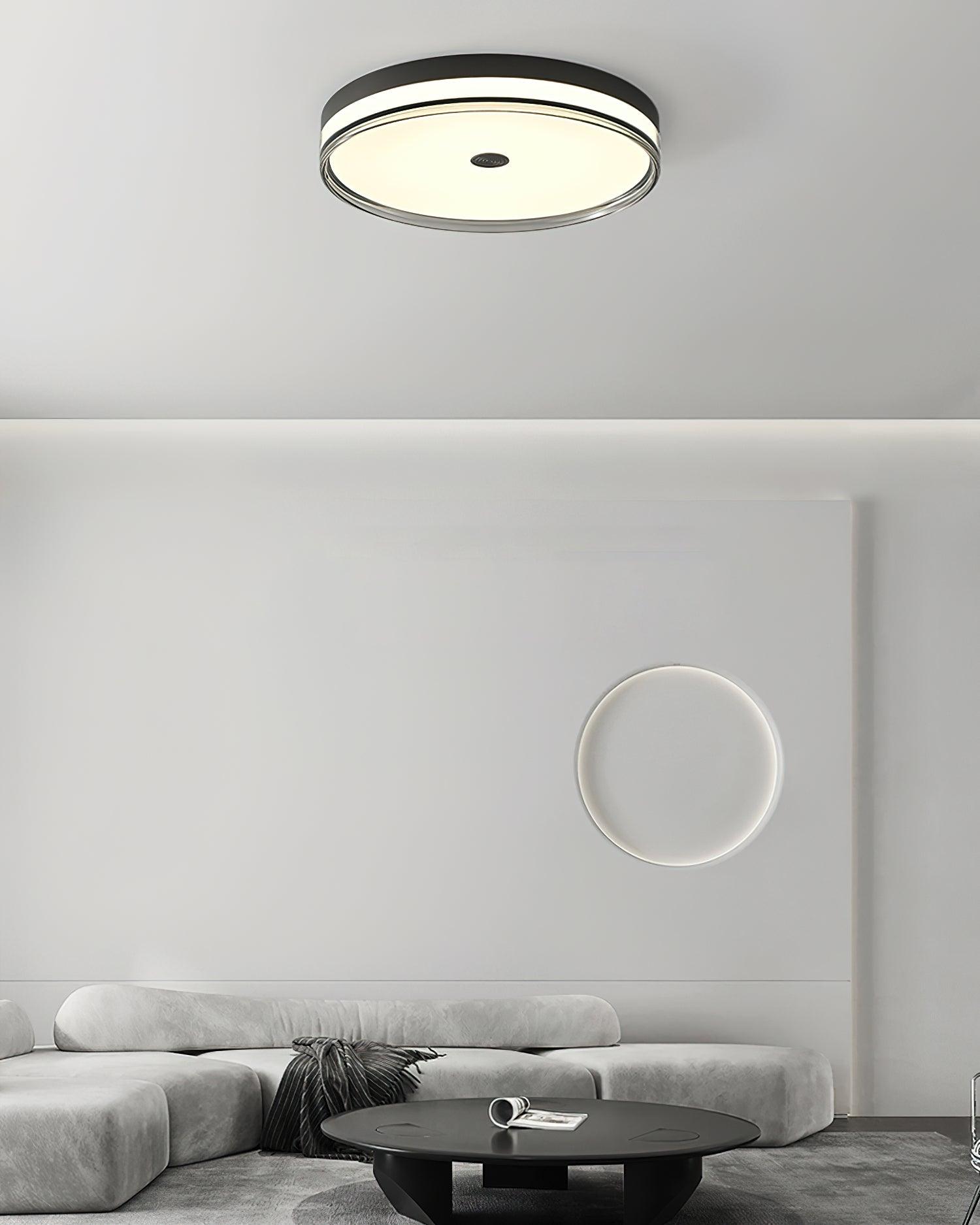 Modern Minimalist Brass and Acrylic Circular LED Flush Mount Ceiling Light