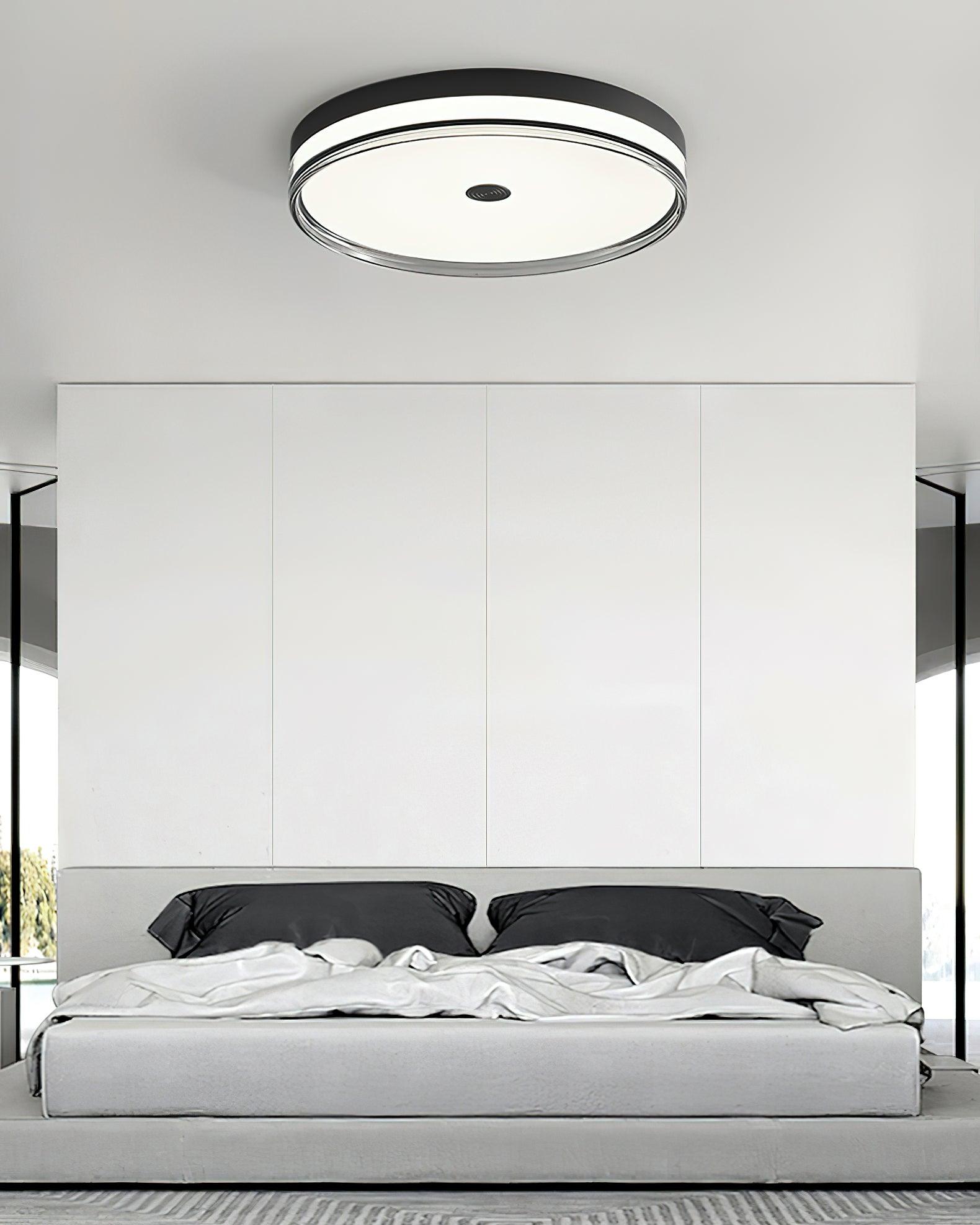 Modern Minimalist Brass and Acrylic Circular LED Flush Mount Ceiling Light