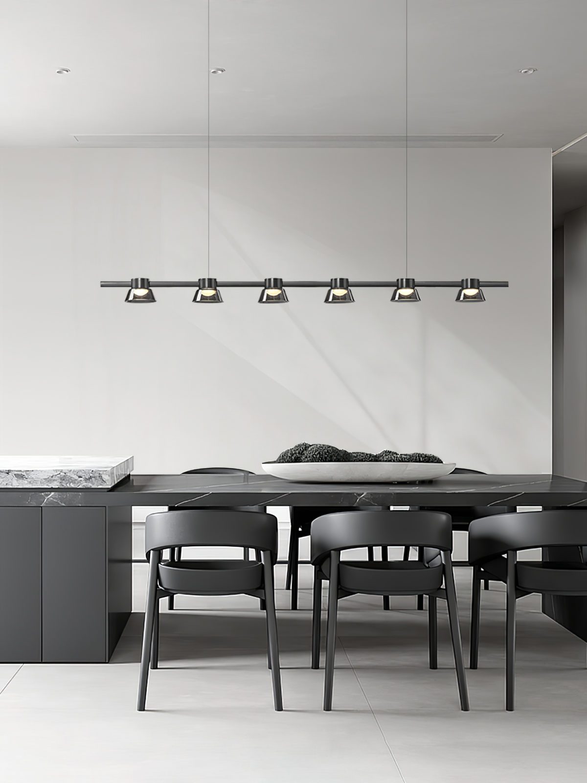 modern-linear-led-island-chandelier-with-conical-glass-shades-and-acrylic-lens-for-dining-room