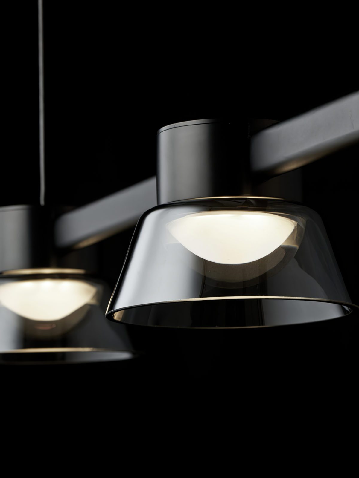 modern-linear-led-island-chandelier-with-conical-glass-shades-and-acrylic-lens-for-dining-room