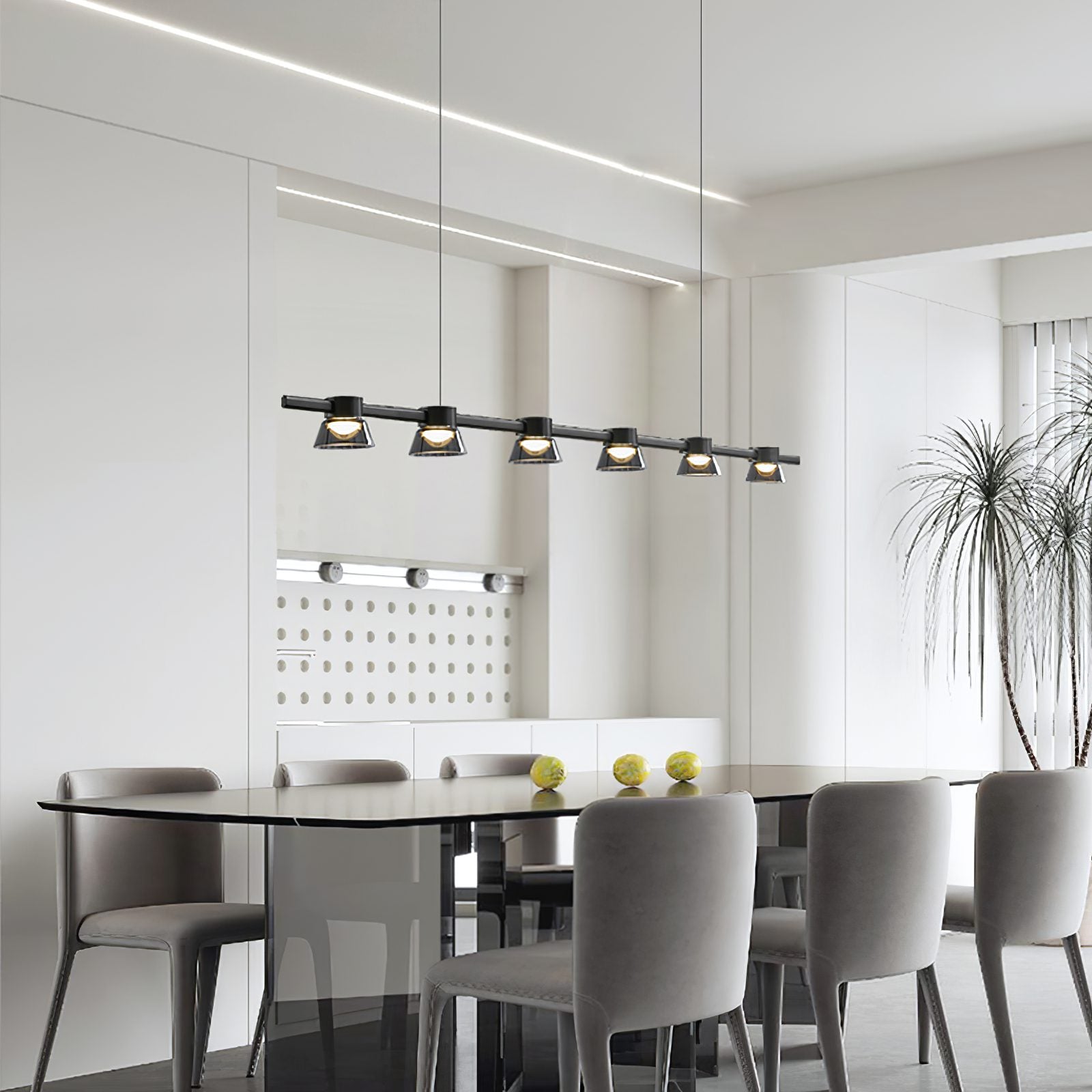 modern-linear-led-island-chandelier-with-conical-glass-shades-and-acrylic-lens-for-dining-room