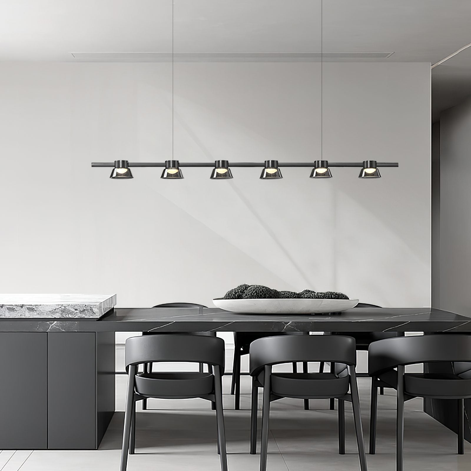 modern-linear-led-island-chandelier-with-conical-glass-shades-and-acrylic-lens-for-dining-room