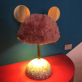 Mid Century Modern Minos Table Lamp with Green Terrazzo Base and Dark Green Plush Shade