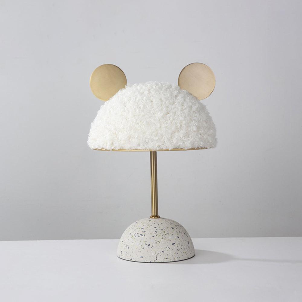 Mid Century Modern Minos Table Lamp with Green Terrazzo Base and Dark Green Plush Shade