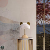 Mid Century Modern Minos Table Lamp with Green Terrazzo Base and Dark Green Plush Shade