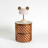 Mid Century Modern Minos Table Lamp with Green Terrazzo Base and Dark Green Plush Shade
