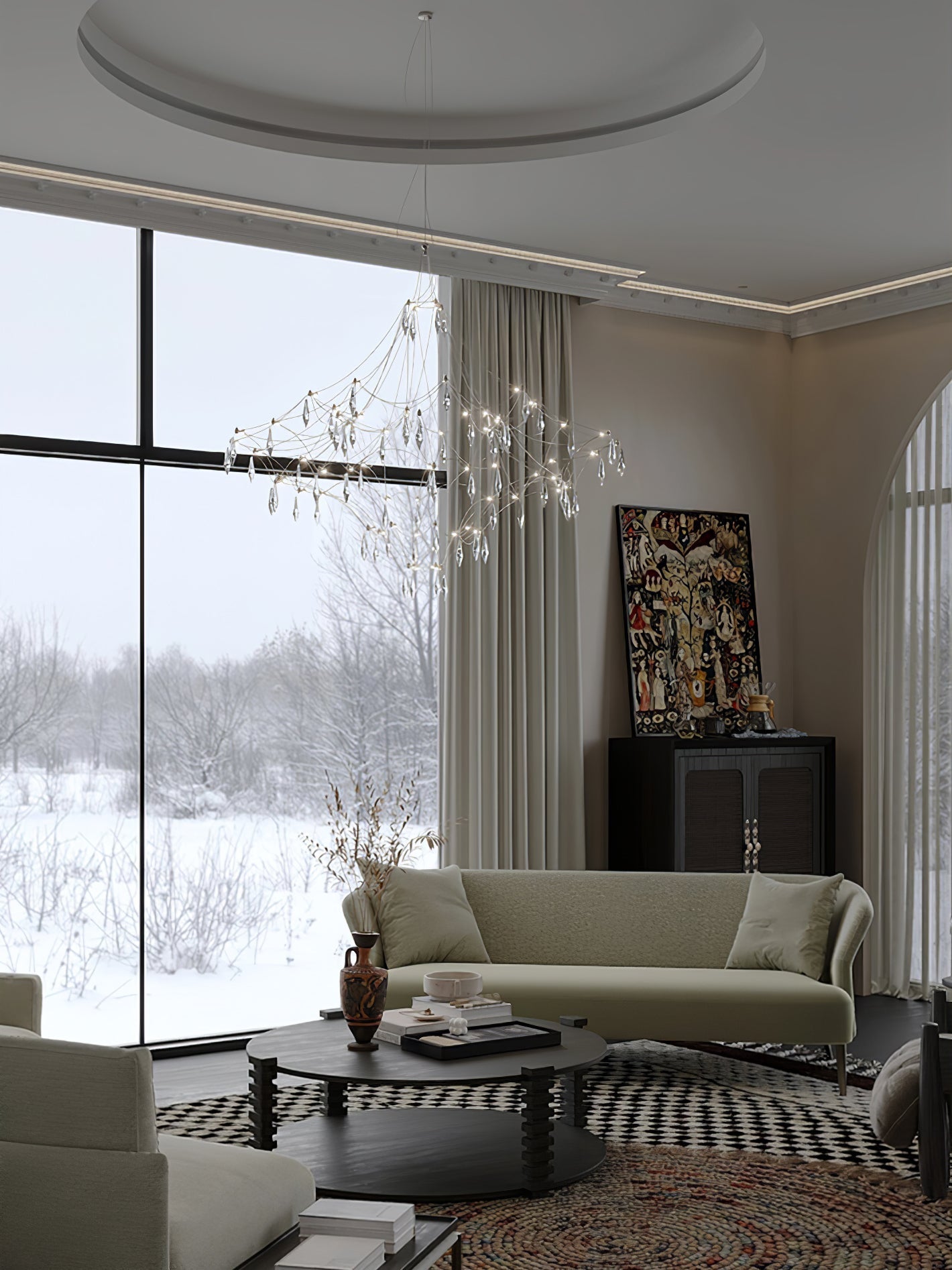 Mira Modern Crystal Flush Mount Ceiling Chandelier Luxury LED Starry Sky Light