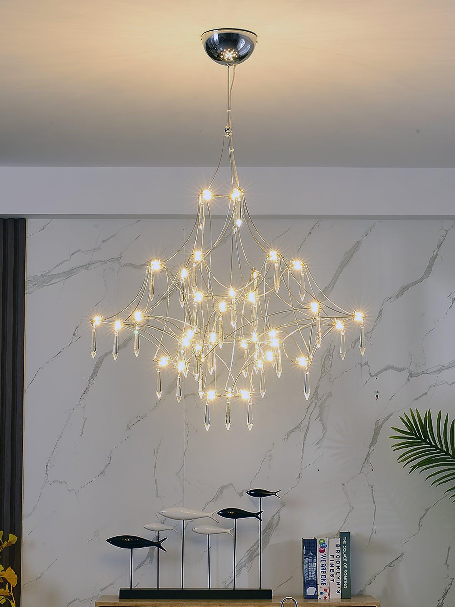 Mira Modern Crystal Flush Mount Ceiling Chandelier Luxury LED Starry Sky Light