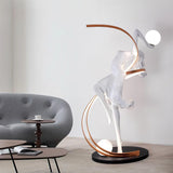 Modern Art Deco Goddess Statue Floor Lamp Elegant Female Figure Standing Light with Dual Globes