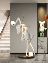 Modern Art Deco Goddess Statue Floor Lamp Elegant Female Figure Standing Light with Dual Globes