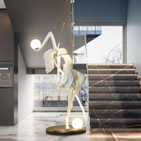 Modern Art Deco Goddess Statue Floor Lamp Elegant Female Figure Standing Light with Dual Globes