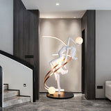 Modern Art Deco Goddess Statue Floor Lamp Elegant Female Figure Standing Light with Dual Globes