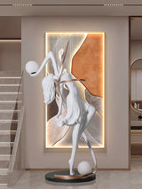 Modern Art Deco Goddess Statue Floor Lamp Elegant Female Figure Standing Light with Dual Globes