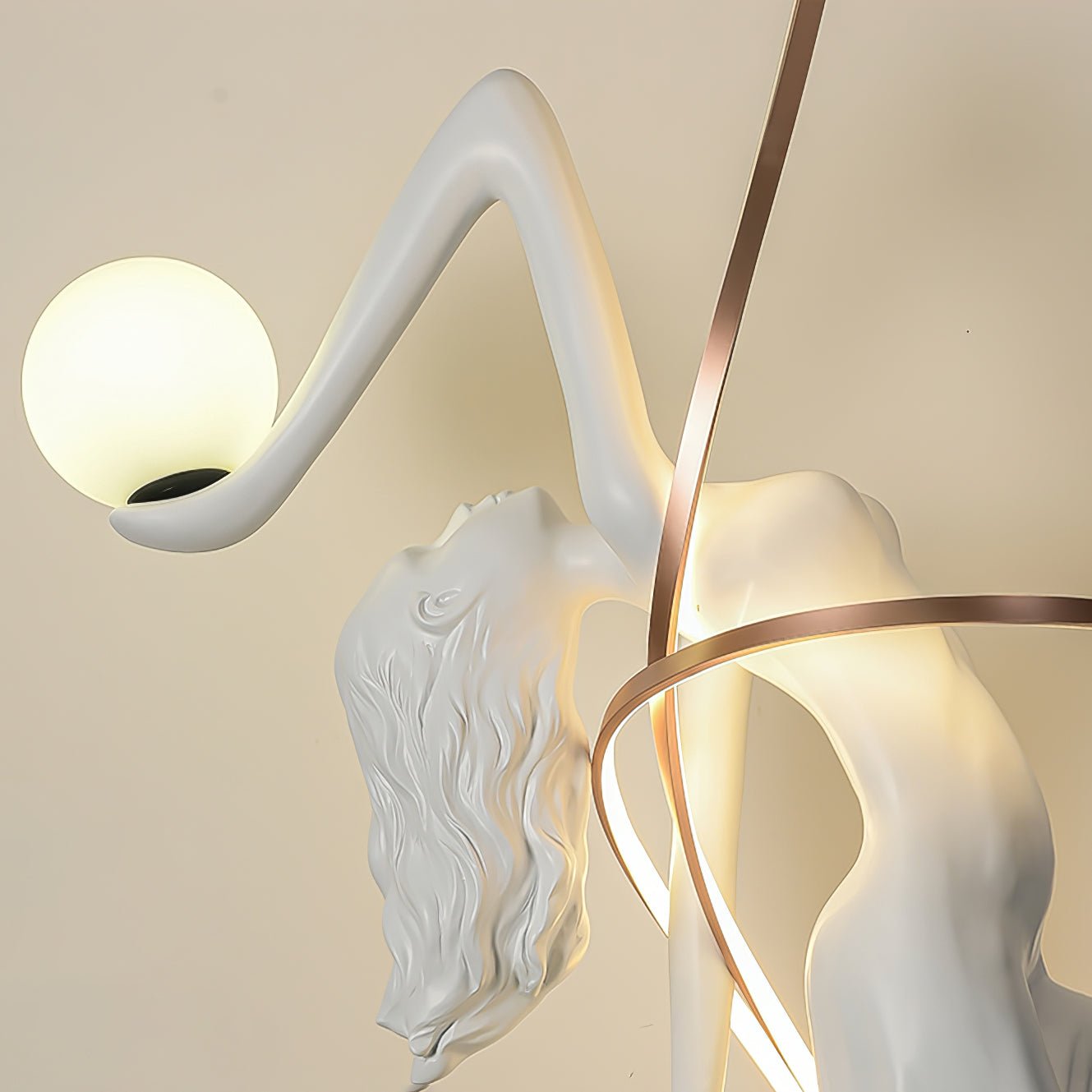 Modern Art Deco Goddess Statue Floor Lamp Elegant Female Figure Standing Light with Dual Globes