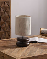 polished-walnut-stacked-oval-base-table-lamp-with-classic-beige-fabric-lampshade