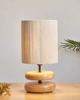 polished-walnut-stacked-oval-base-table-lamp-with-classic-beige-fabric-lampshade