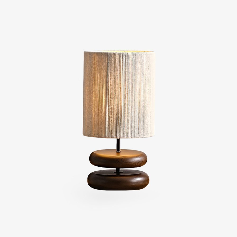 polished-walnut-stacked-oval-base-table-lamp-with-classic-beige-fabric-lampshade