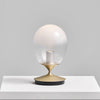 Mist LED Glass Table Lamp Amber Shade Metal Base Bedside Reading Light