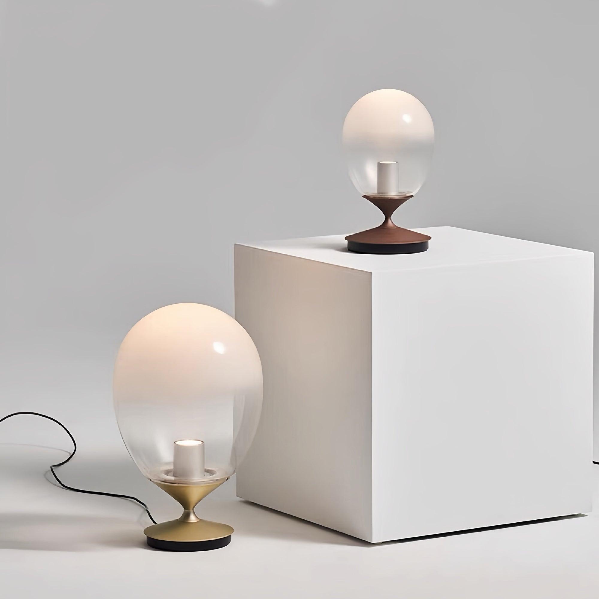 Mist LED Glass Table Lamp Amber Shade Metal Base Bedside Reading Light