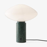 Modern Green Marble Table Lamp with Frosted White Glass Globe Shade