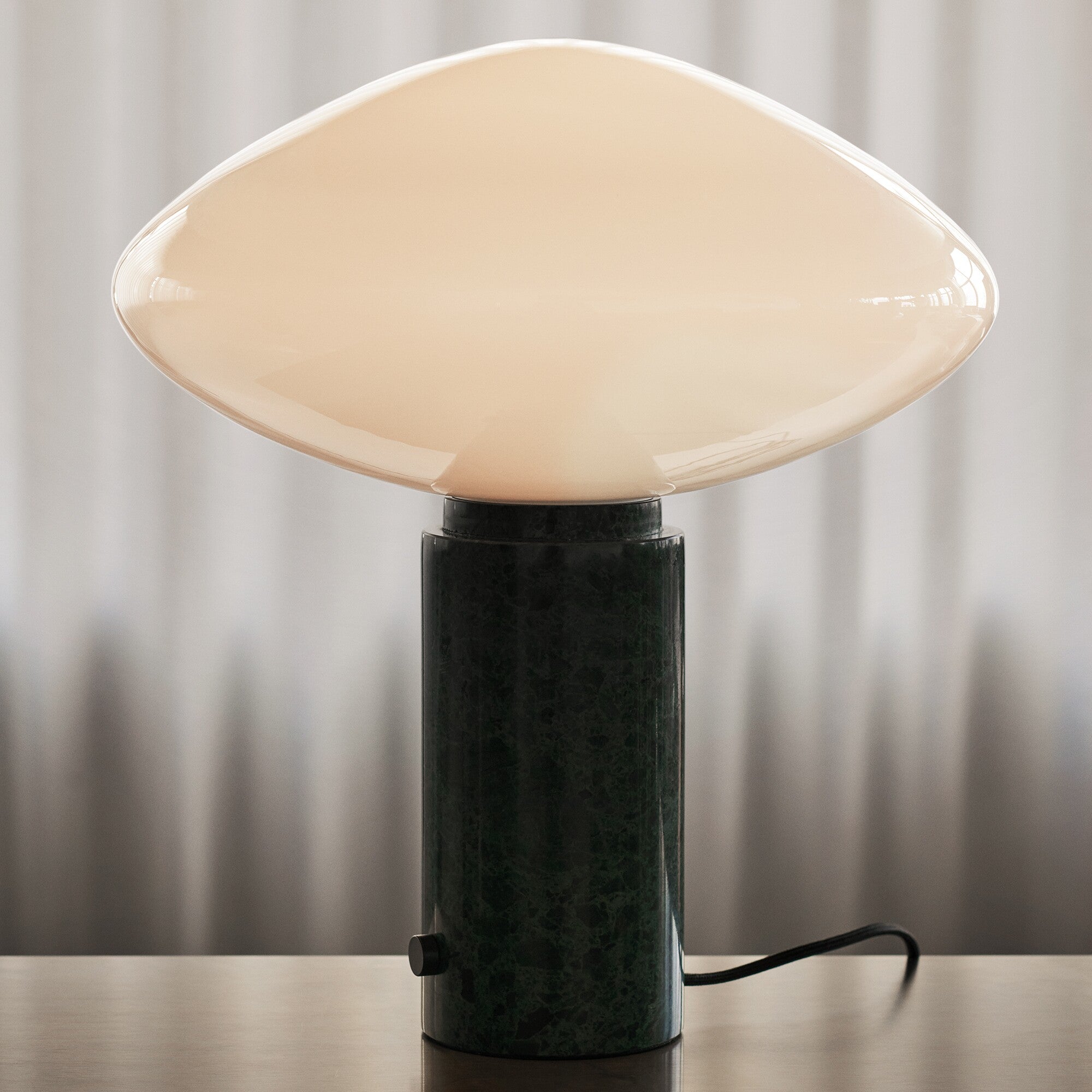 Modern Green Marble Table Lamp with Frosted White Glass Globe Shade