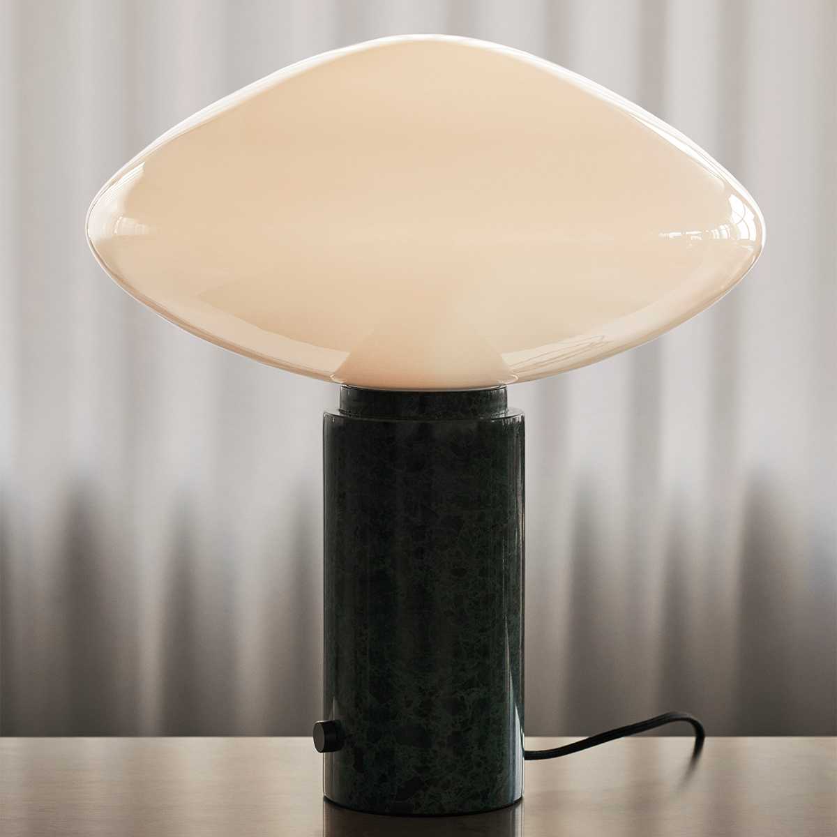 Modern Green Marble Table Lamp with Frosted White Glass Globe Shade
