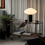 Modern Green Marble Table Lamp with Frosted White Glass Globe Shade