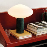 Modern Green Marble Table Lamp with Frosted White Glass Globe Shade