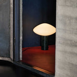 Modern Green Marble Table Lamp with Frosted White Glass Globe Shade