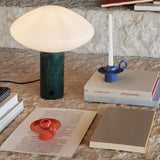 Modern Green Marble Table Lamp with Frosted White Glass Globe Shade