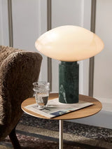 Modern Green Marble Table Lamp with Frosted White Glass Globe Shade