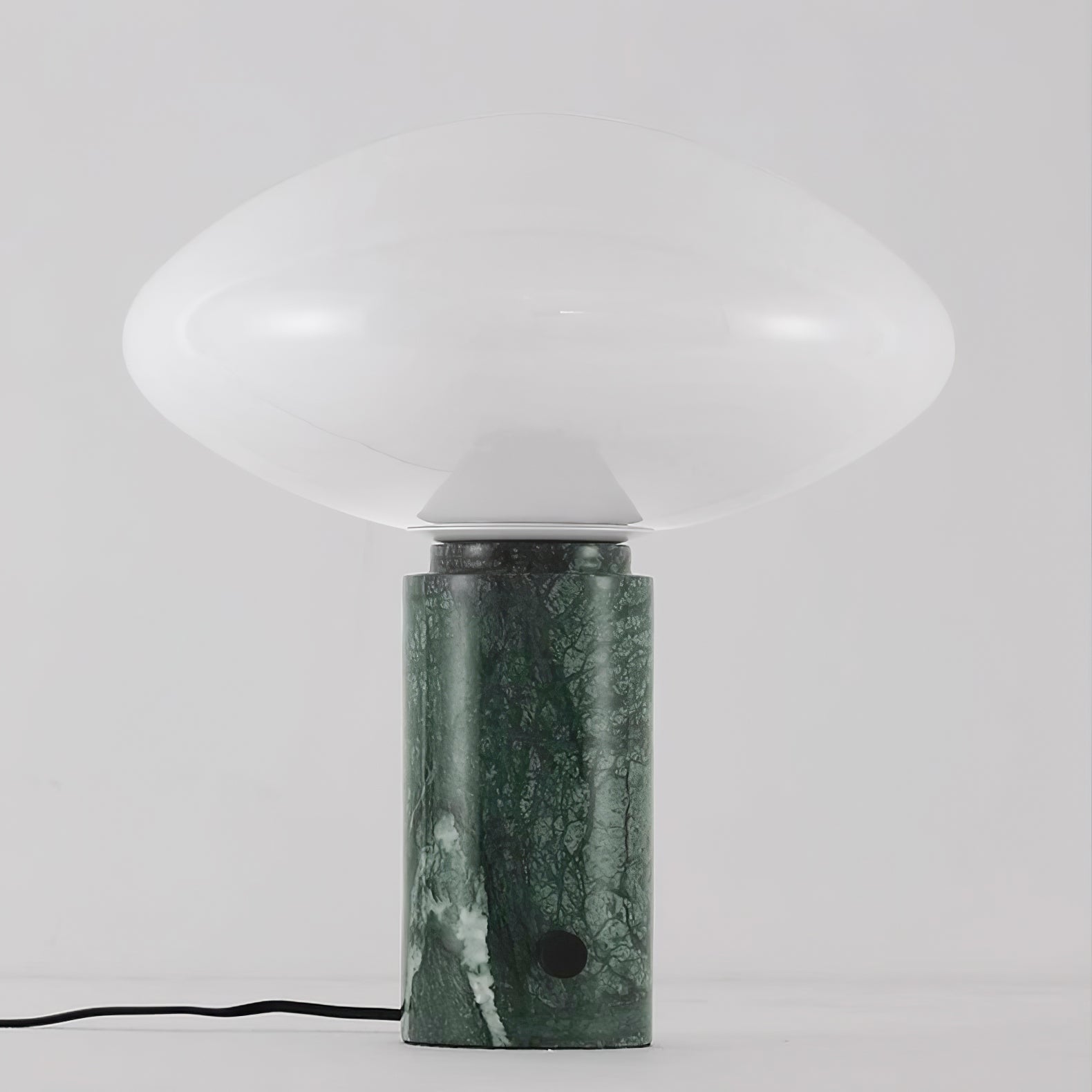 Modern Green Marble Table Lamp with Frosted White Glass Globe Shade