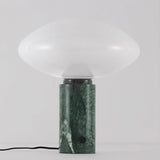 Modern Green Marble Table Lamp with Frosted White Glass Globe Shade