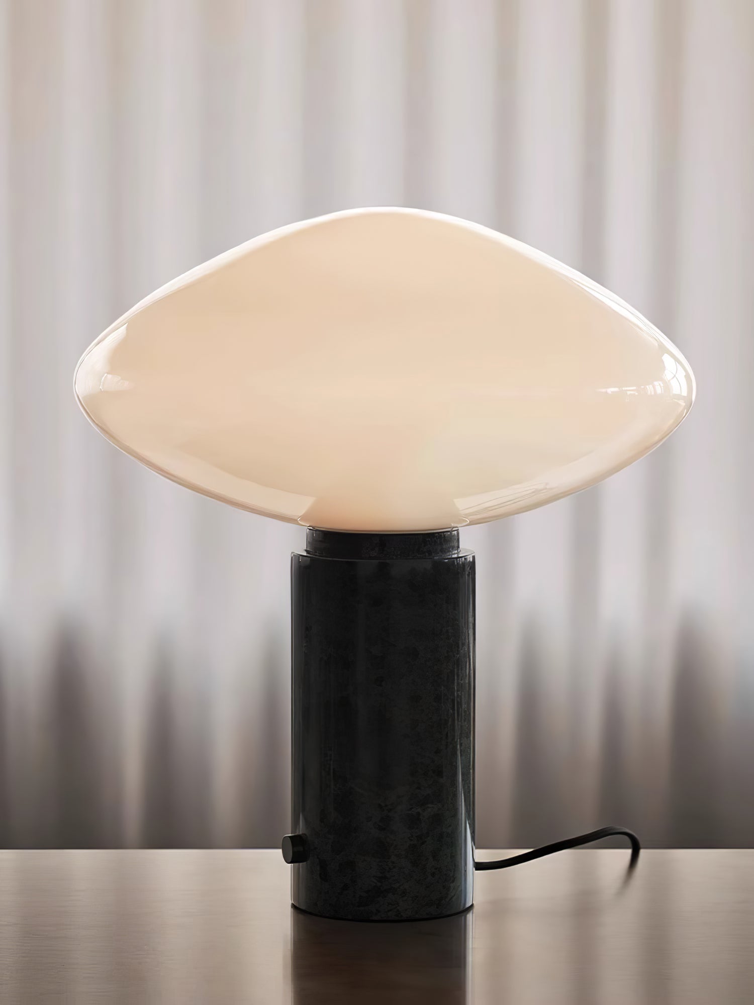 Modern Green Marble Table Lamp with Frosted White Glass Globe Shade