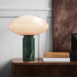 Modern Green Marble Table Lamp with Frosted White Glass Globe Shade