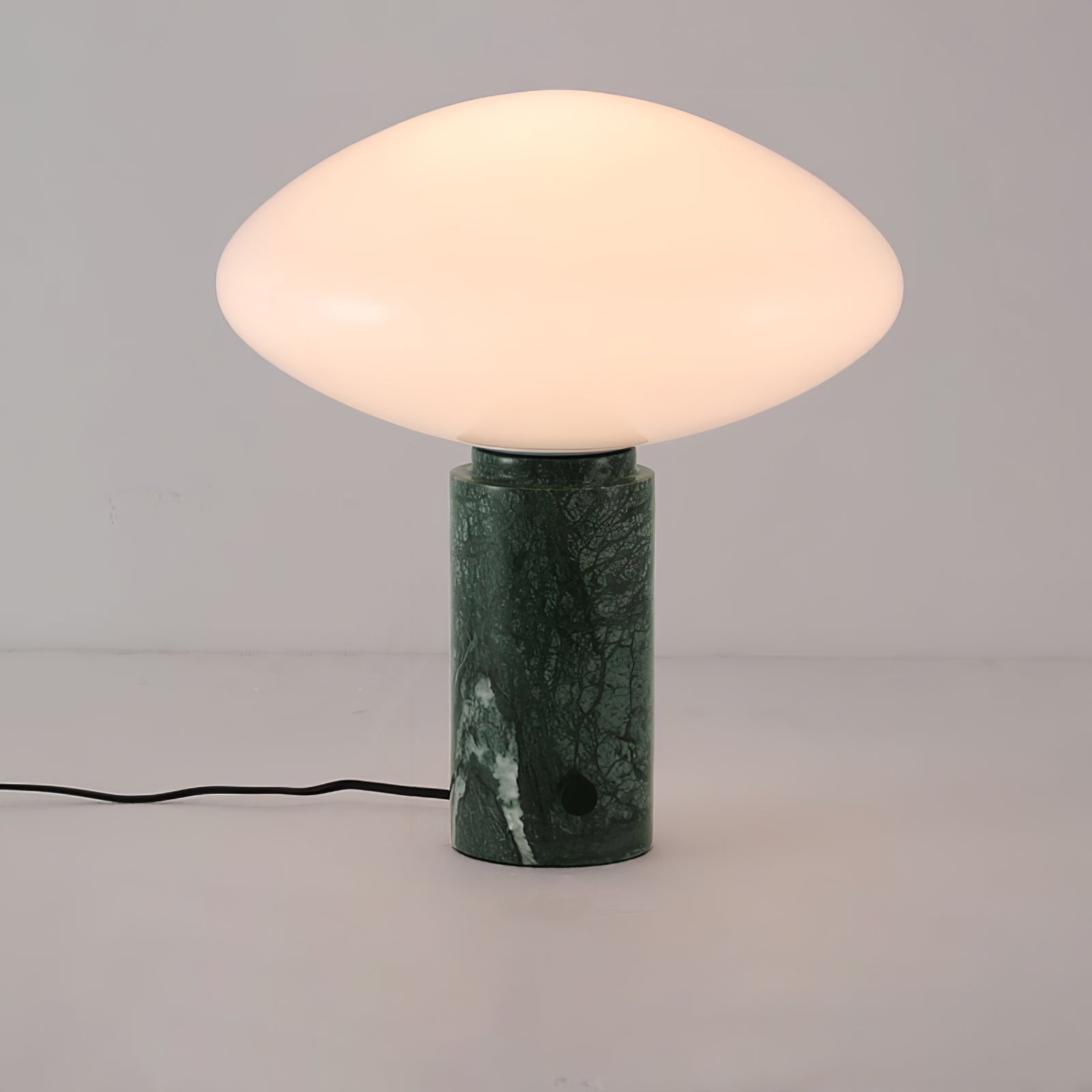 Modern Green Marble Table Lamp with Frosted White Glass Globe Shade