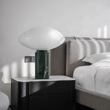Modern Green Marble Table Lamp with Frosted White Glass Globe Shade