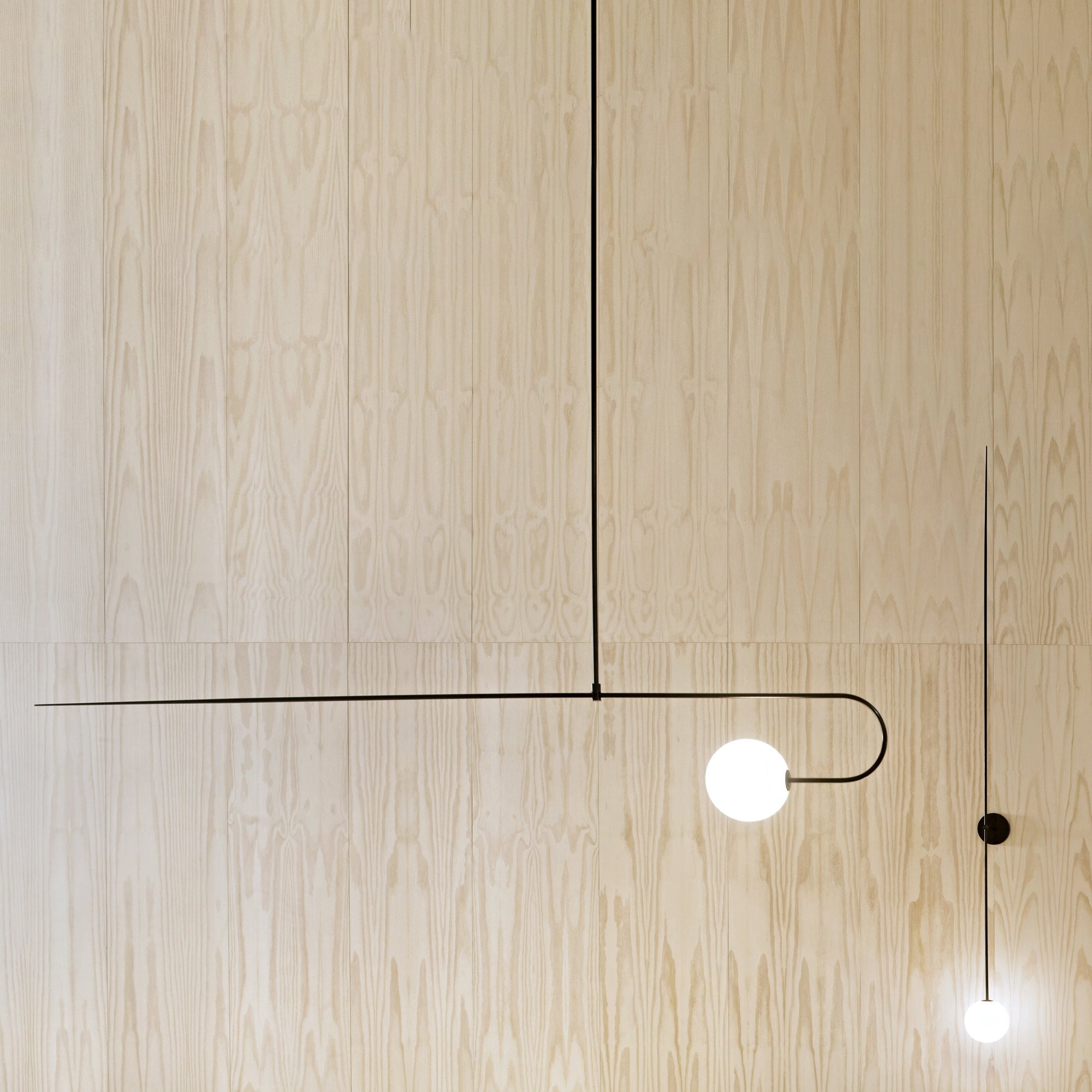 Modern Minimalist Linear Mobile Chandelier with Opal Glass Globes and Black Finish