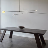 Modern Minimalist Linear Mobile Chandelier with Opal Glass Globes and Black Finish