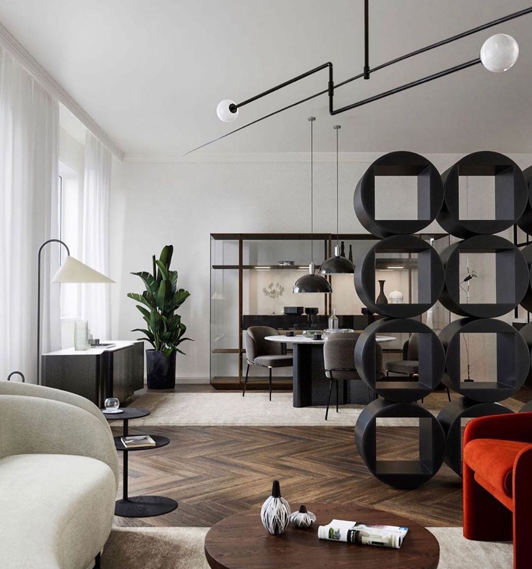 Modern Minimalist Linear Mobile Chandelier with Opal Glass Globes and Black Finish