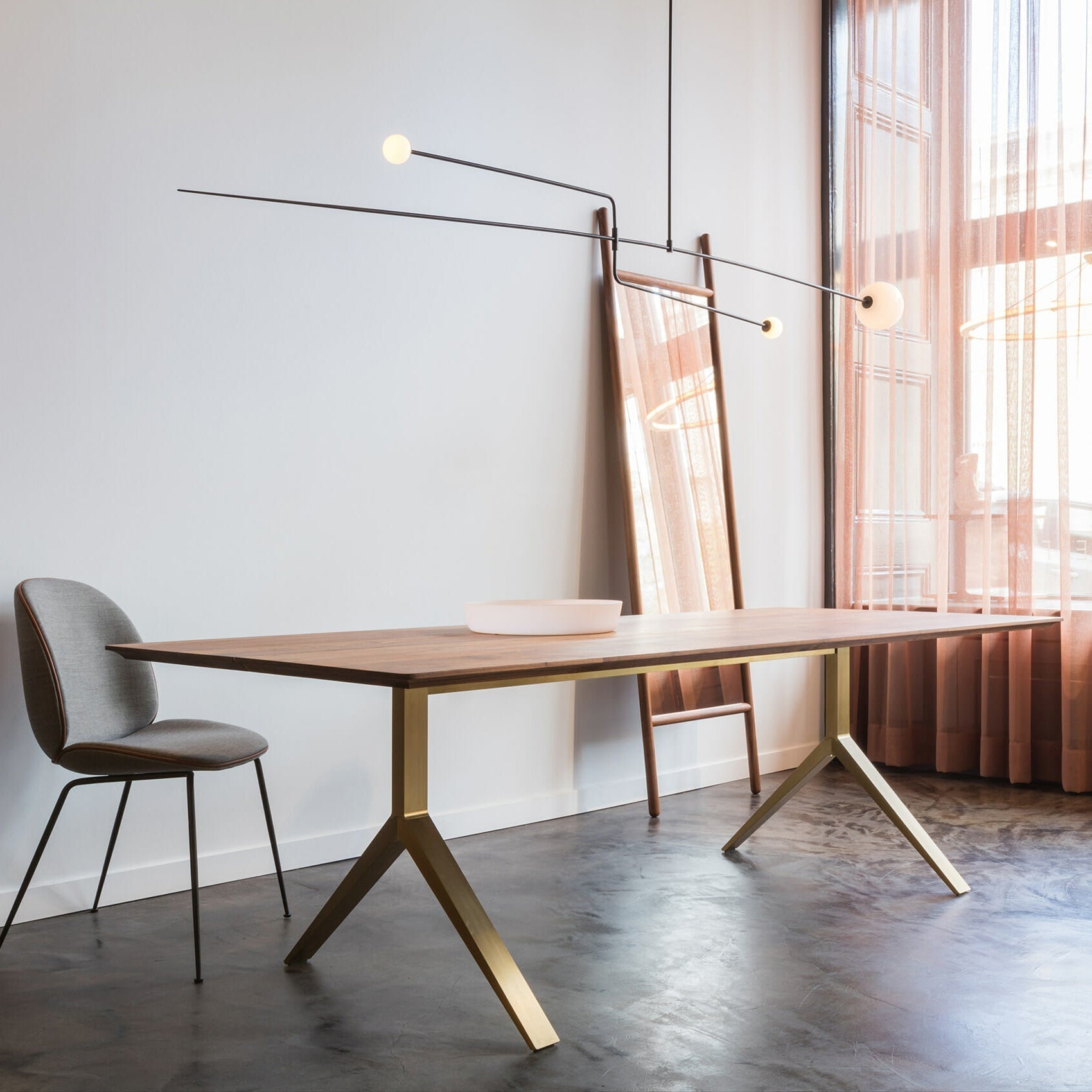 Modern Minimalist Linear Mobile Chandelier with Opal Glass Globes and Black Finish