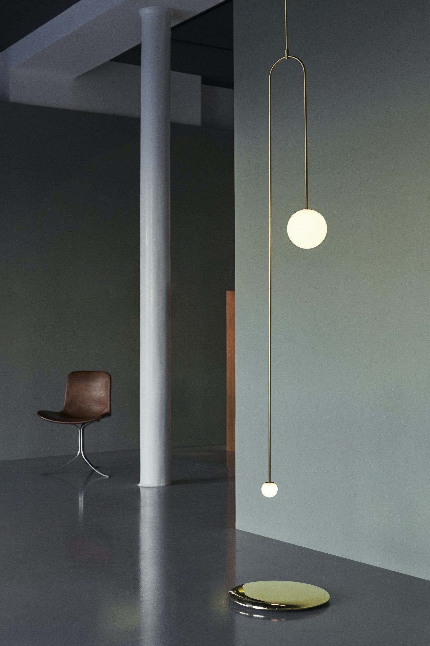Modern Minimalist Linear Mobile Chandelier with Opal Glass Globes and Black Finish