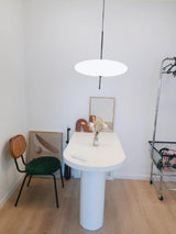 Model 2065 Mid Century Modern Pendant Lamp Opalescent Saucer Suspension Light