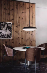 Model 2065 Mid Century Modern Pendant Lamp Opalescent Saucer Suspension Light