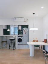 Model 2065 Mid Century Modern Pendant Lamp Opalescent Saucer Suspension Light