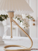 Modern Levitate Pleated Fabric Table Lamp with Curved Brass Base for Bedside